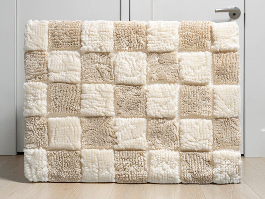 ROOMG Geometric Tufted Indoor Door Mat Washable Low-Profile Entryway Rug