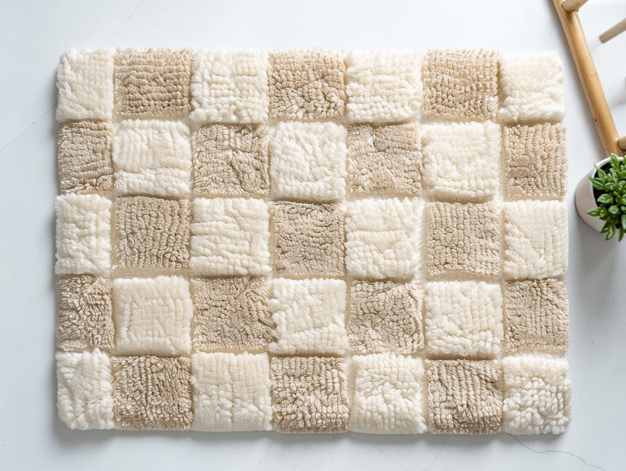 ROOMG Geometric Tufted Indoor Door Mat Washable Low-Profile Entryway Rug